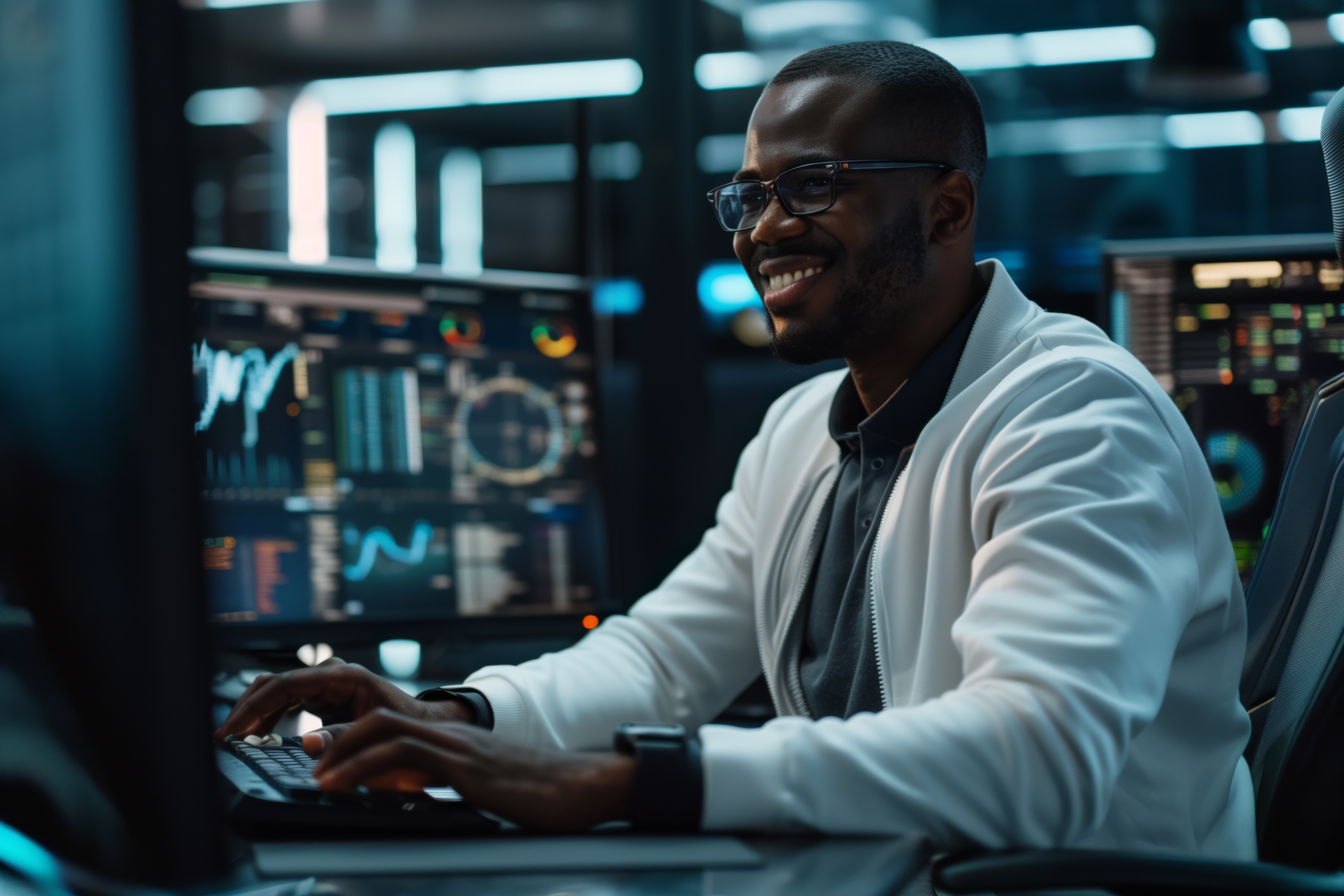 Man Using Computer Keyboard